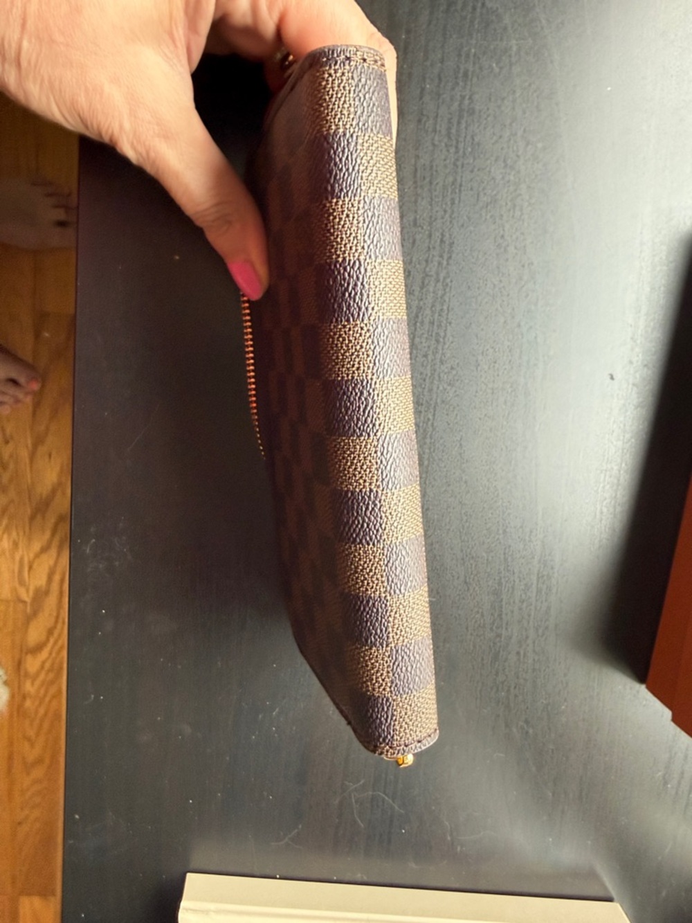 Louis Vuitton Brown Damier Check Zip Wallet with Gold Hardware - Picture 8 of 11